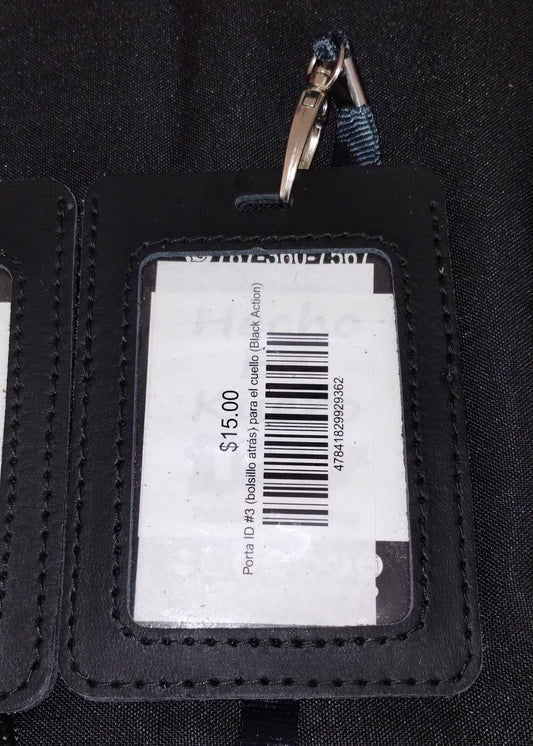 Porta ID #3 (bolsillo atrás) para el cuello (Black Action)